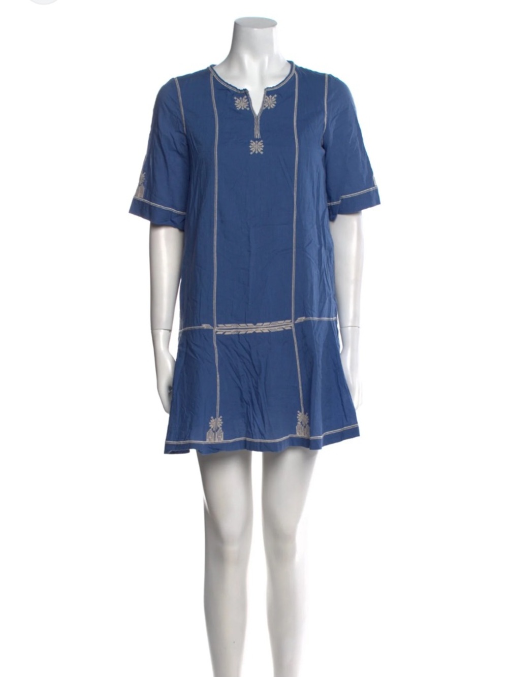 ISABEL MARANT ETOILE "Relly" Blue Embroidered Tunic Top Dress size 36